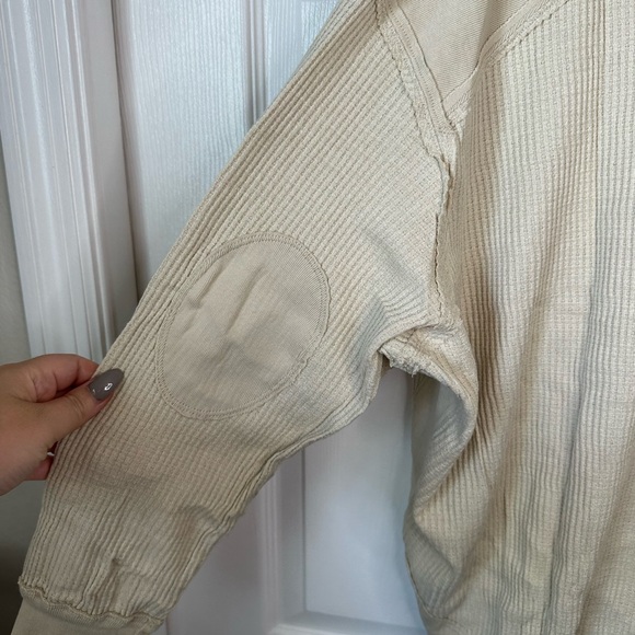 Free People We The Free Owen Thermal Knit Top, Size L vanilla crème - Picture 5 of 7